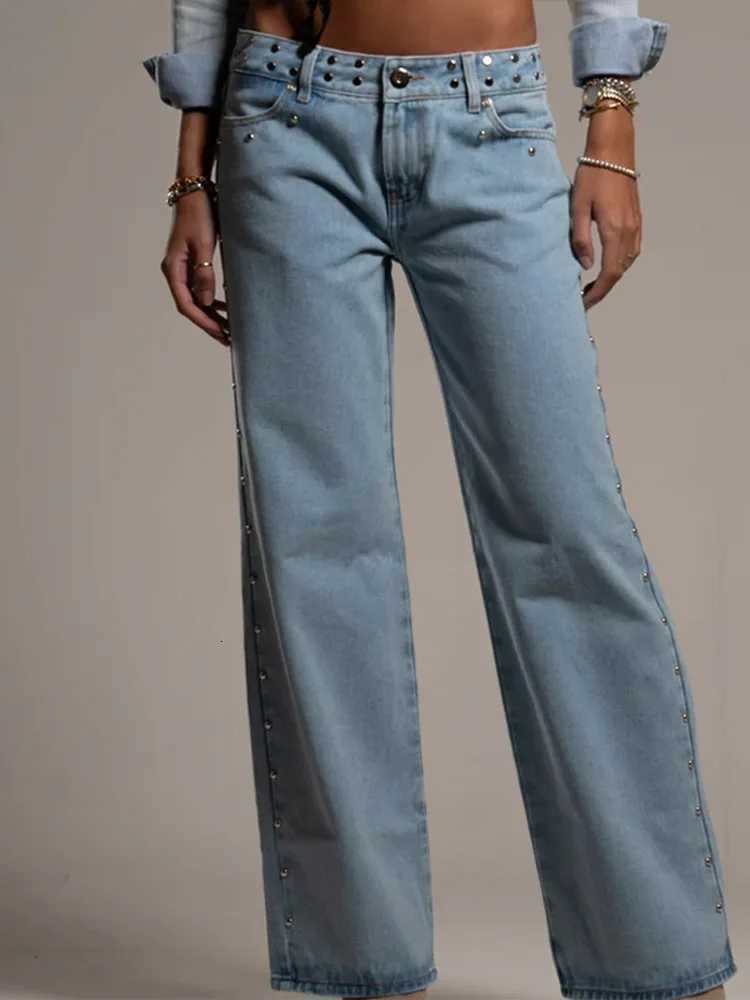 Street Patchwork Jeans Women High Waist Wide Leg Floor-length Denim Pants Female 2025 Spring Summer Chic Casual Loose Pant LadyT260310