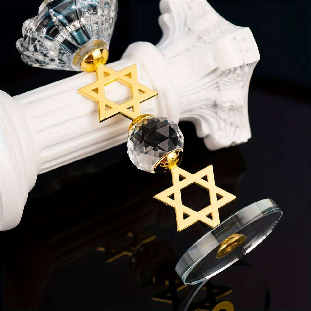 Star of David Hanukkah Crystal Holders Elegant Tealight Stick Holder for Jewish Party Wedding Gift Candle Menorah H260310