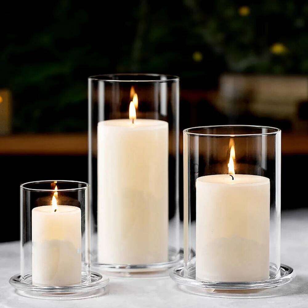 Glass Lampshade Cylinder For Candles Hanging Holder Decor Sleeve Cover Decorations H260310