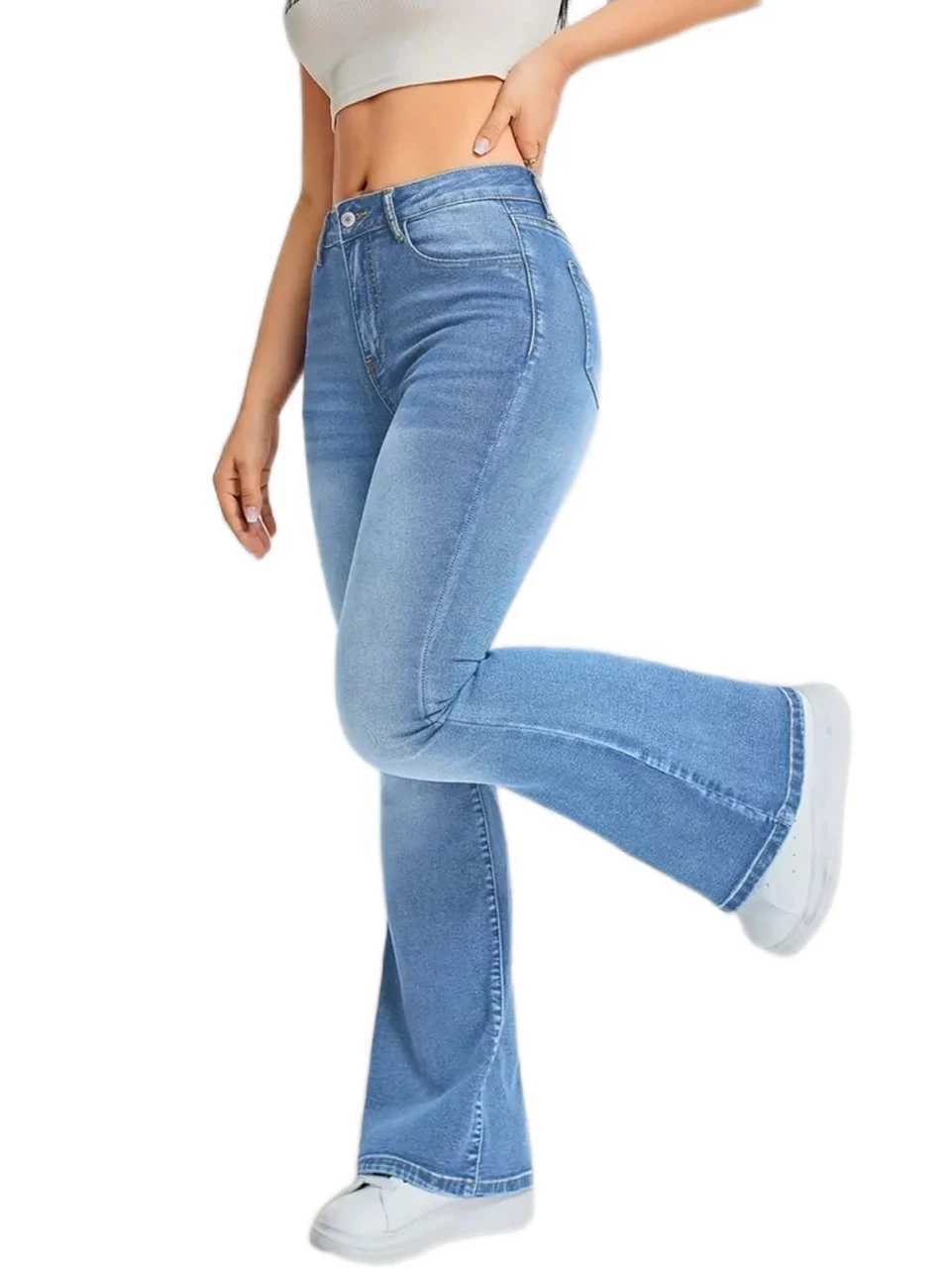 Womens Pants Casual Streetwear High Waist Wide Leg Flared Trousers Loose Fit Comfortable Daily Walking Denim M260310
