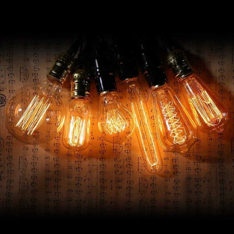 4Pcs Retro Edison Light Bulb E27 220V 40W ST64 G80 G95 G125 T45 T185 A19 Filament Incandescent Ampoule Bulbs Vintage Edison Lamp H260310