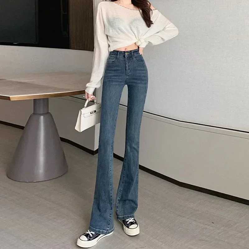 Slimming Straight-Leg Denim Jeans Womens Petite Blue Grey High Elasticity Micro Flare Shaping SmooTH Silhouette M260310