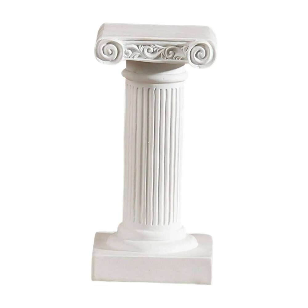 Small Mini Greek Columns Garden Ornament Candlestick Architecture Statue Vintage White Roman Pillars for Desktop Indoor Gift H260310