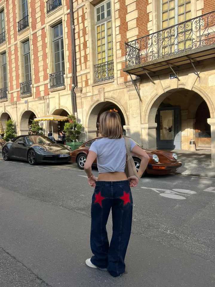 Street Pentagram Print Women Jeans Fashion Zippers Button Dropped Pocket Female Pants 2026 Spring Summer Lady StreetwearT260310