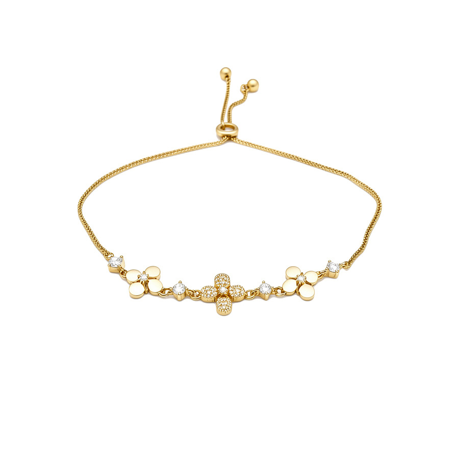 18k real gold plated zircon flower bracelet, exquisite, sweet, fashionable elegant, light luxury and high-end jewelry for women - view 9