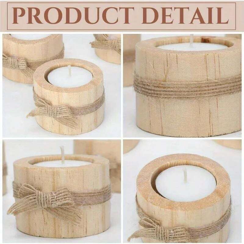Wooden Candle Holder with Multiple Sizes Rustic Tealight and Votive Design for Home Decor Natural Log Style Excluding Candles H260310