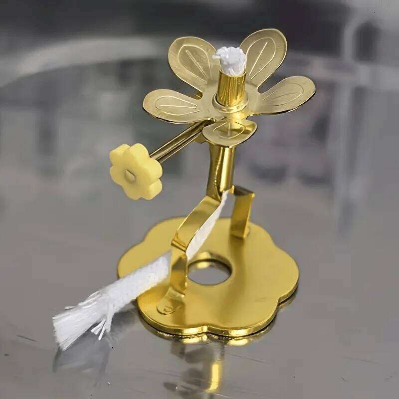 1pc Elegant Golden Candle Holder with Adjustable Wick - Heavy-Duty Candlestick, Tabletop Decor for Home,Office,Wedding, or Hotel H260310