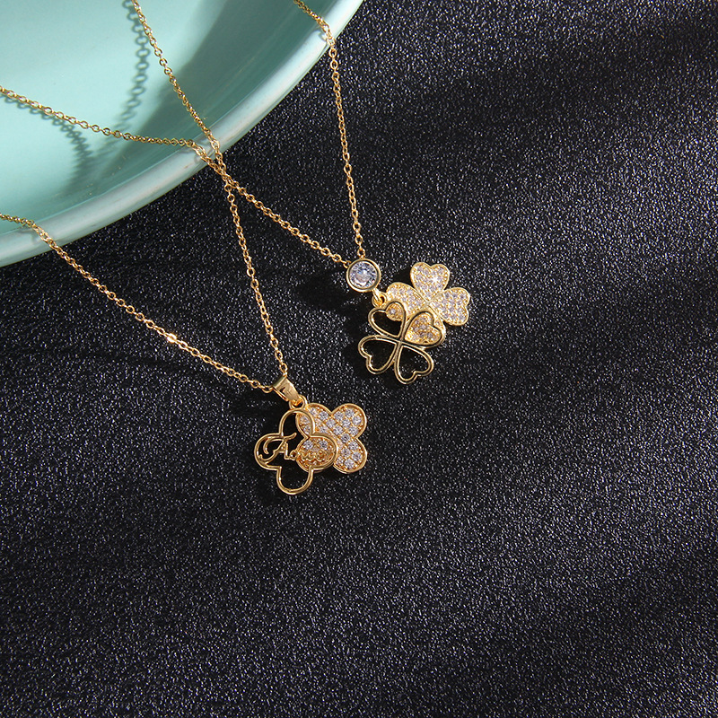 Luxury Brand Designer Jewelry Luxury Brand Designer Jewelry Zircon Double-Sided Four-Leaf Clover Necklace For Women, Ins-Style, Niche Design, High-End