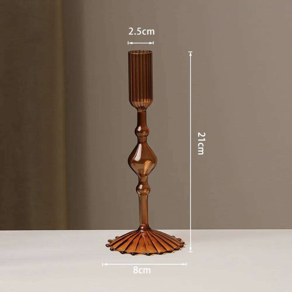 Creative Glass Candle Holder Romantic Candlelight Dinner Candlestick Living Room Dining Table Decoration Wedding Party Decor H260310