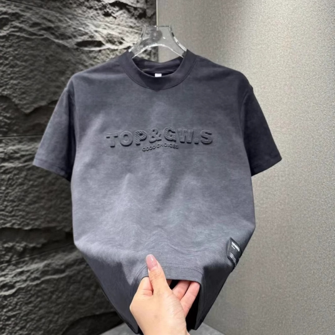 Designer Shirt Summer New Design Short Sleeve T-shirt For Men Ice Silk Light Luxury Tie-dye Hot Style Embossed Steel Print Half Sleeve