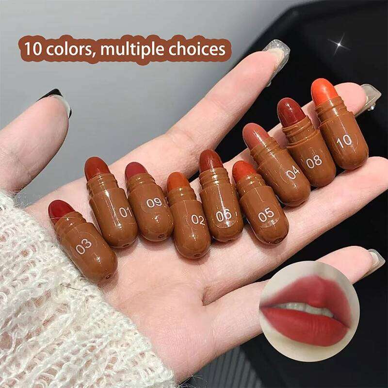10-Color Capsule Lipstick Set Featuring Naturally Long-Lasting Mini Matte Lipsticks And Lip Gloss,Long-lasting makeup Z260310