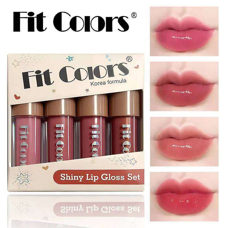 Fit Colors Velvet Set 4-Piece Non-Transfer, Diamond Finish, Long-Lasting Lip Gloss Collection Z260310