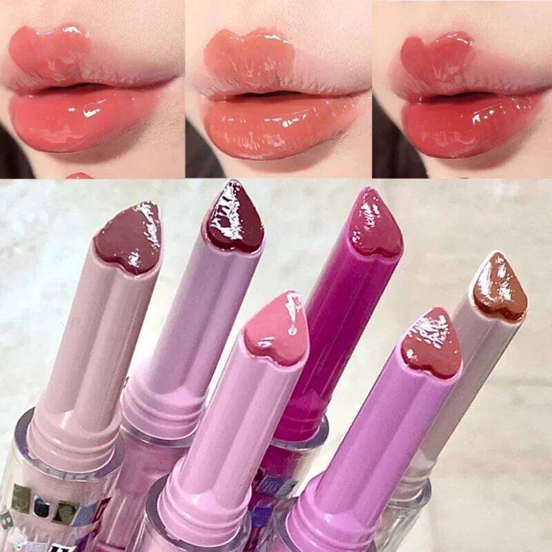 Jelly Mirror Makeup Love Shape Waterproof Non-stick Cup Solid Lip Gloss Clear Long Lasting Moisturizing Lipstick Pen Z260310