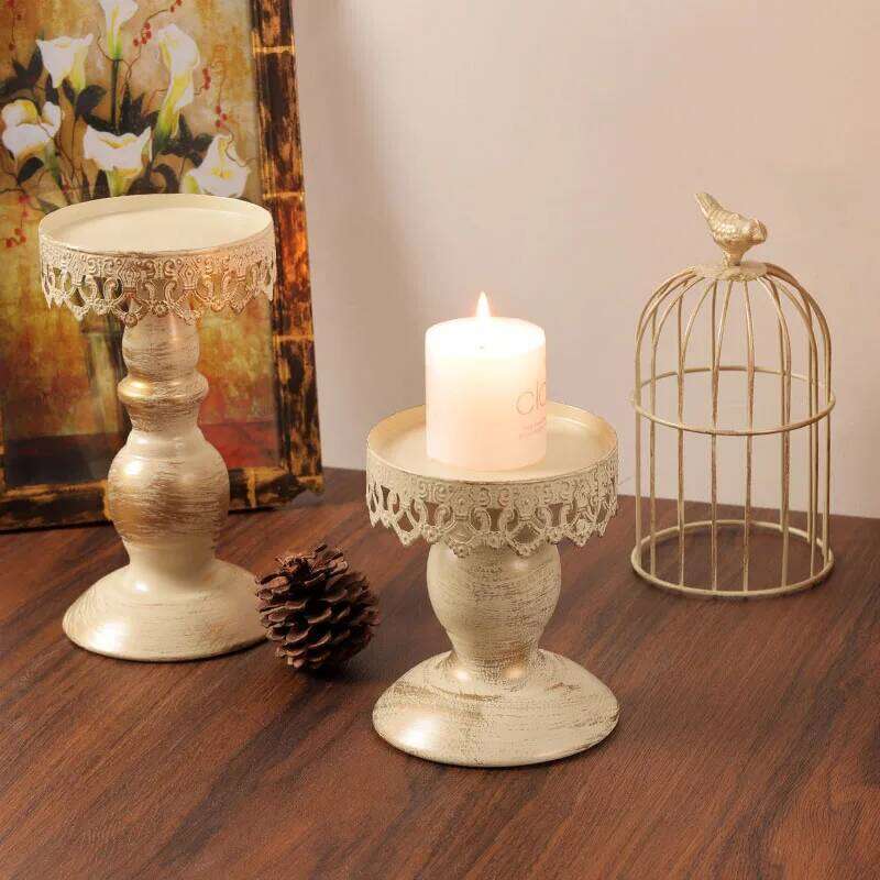 Set Of 2 Metal Candle Home Decor Iron Ornaments Vintage Bird Cages For Restaurants Tea Light Holder H260310
