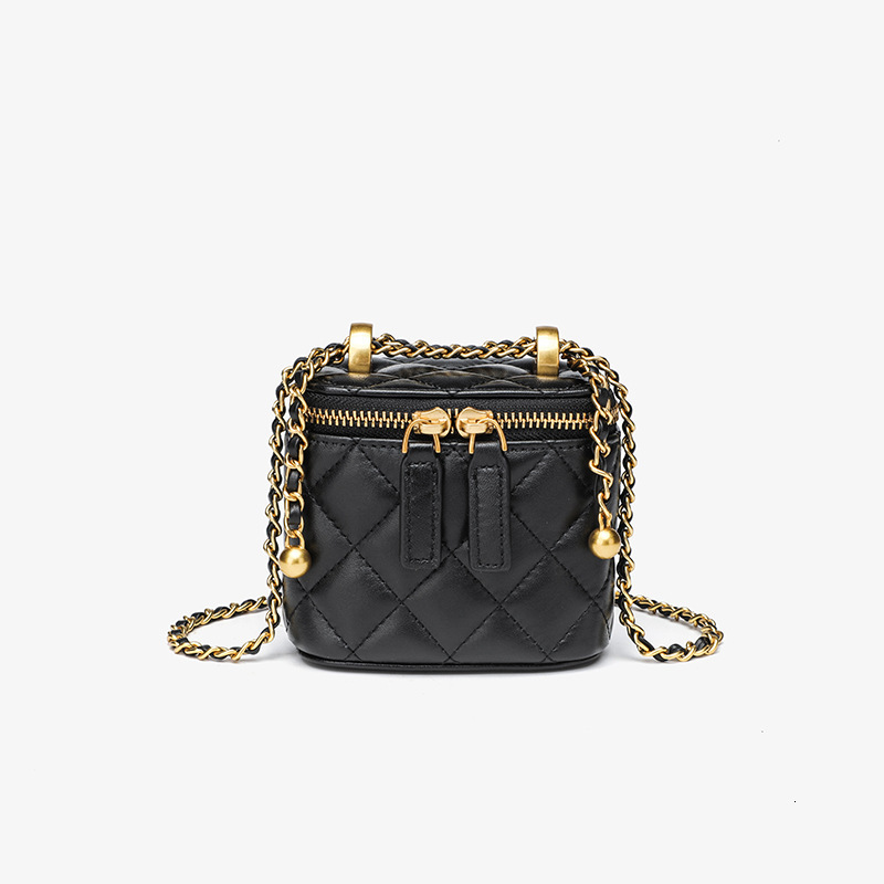 Spring/summer Golden Designer Bag Ball Seam Chain Bag Genuine Leather Top Luxury Fashion Shoulder Bag Women's Bag 2026 New Mini Lipstick Box Bag 