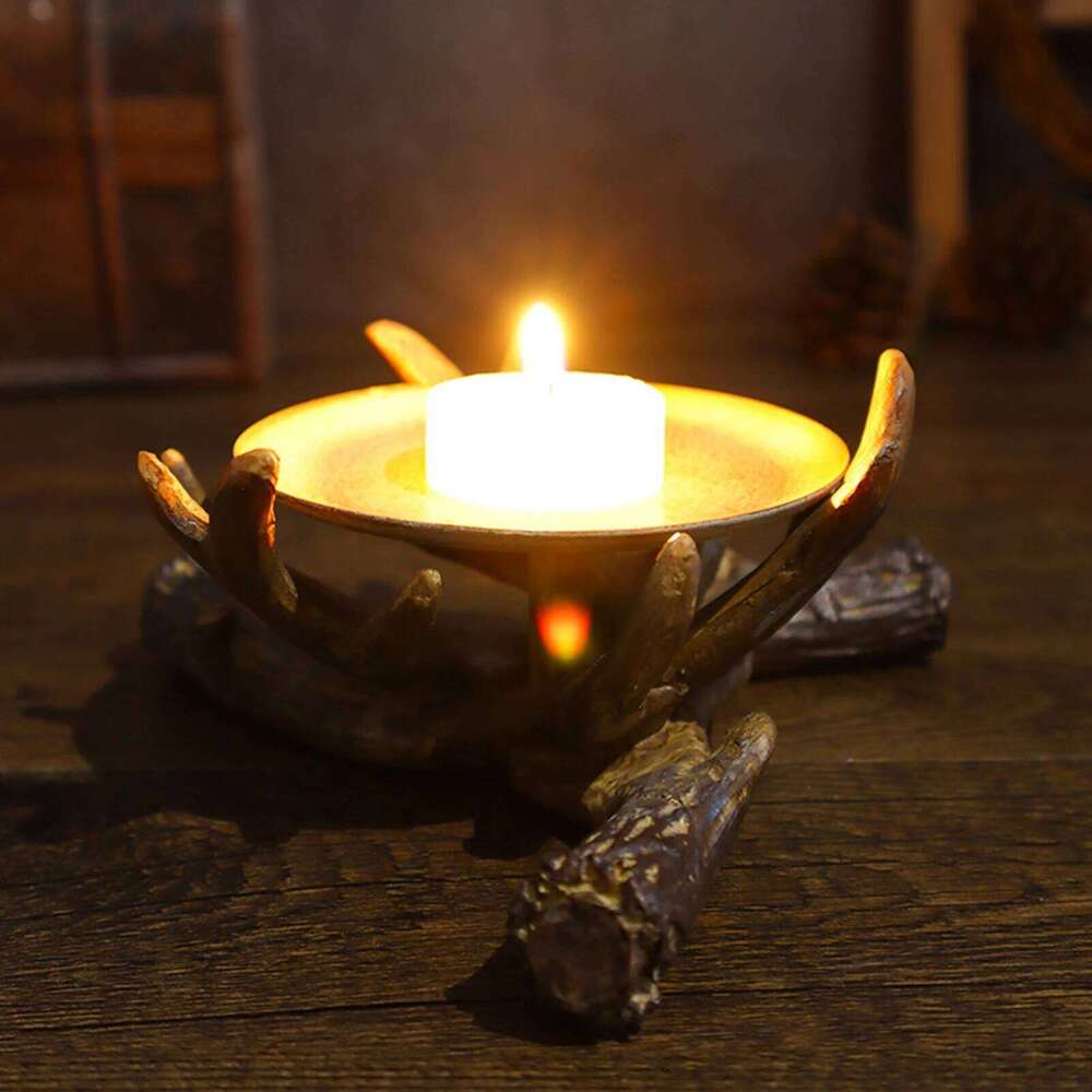 Exquisite Ornament Leaf Shape Vintage Candlestick Durable Iron Candle Holder For Christmas Halloween Home Decors H260310