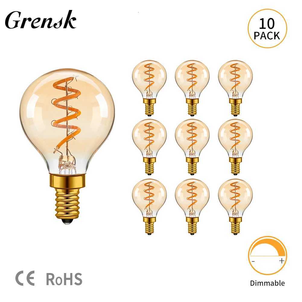 Retro Led Spiral Filament Bulb G45 3W Amber Glass E12 E14 Base 2200k Globe Ball Bulb Flexible Lamp For Pendant Light Decoration H260310