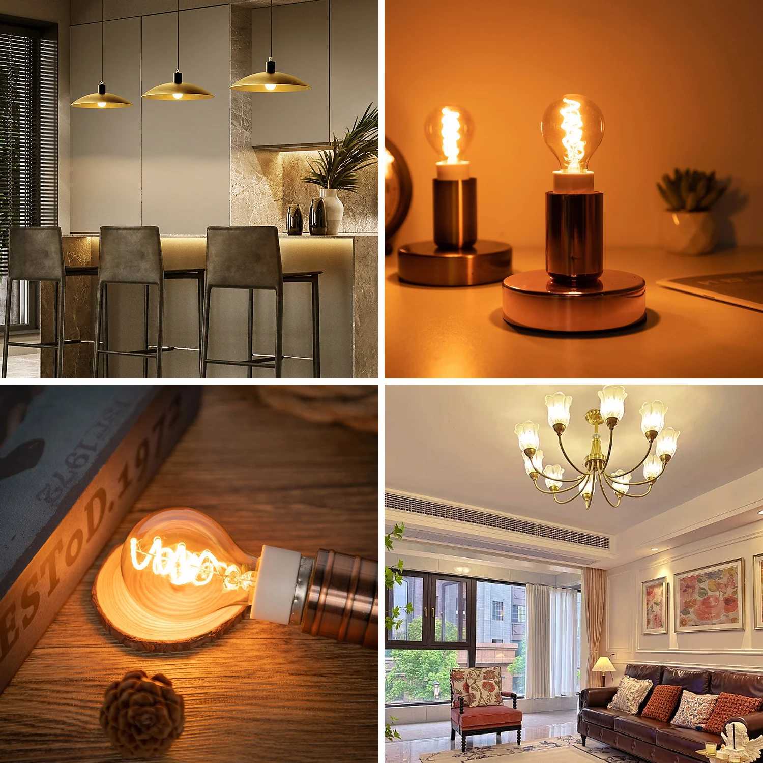Retro Mini Globe G45 E14 Led Bulb Light 220V 3W Warm White Dimmable Amber Glass Night Lights Pendant Indoor Spiral Filament Lamp H260310