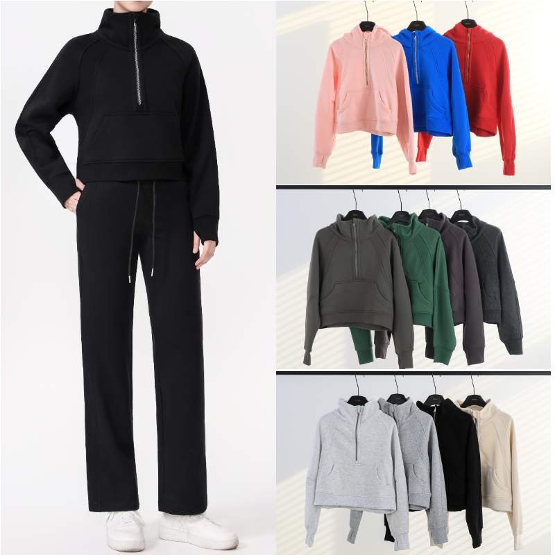 Designer Hoodie women workout set yoga set cropped defined jacket Women loose zipper hoodie high quality Sweatshirt suit 2 piece set Wide leg sports pants yoga jacket