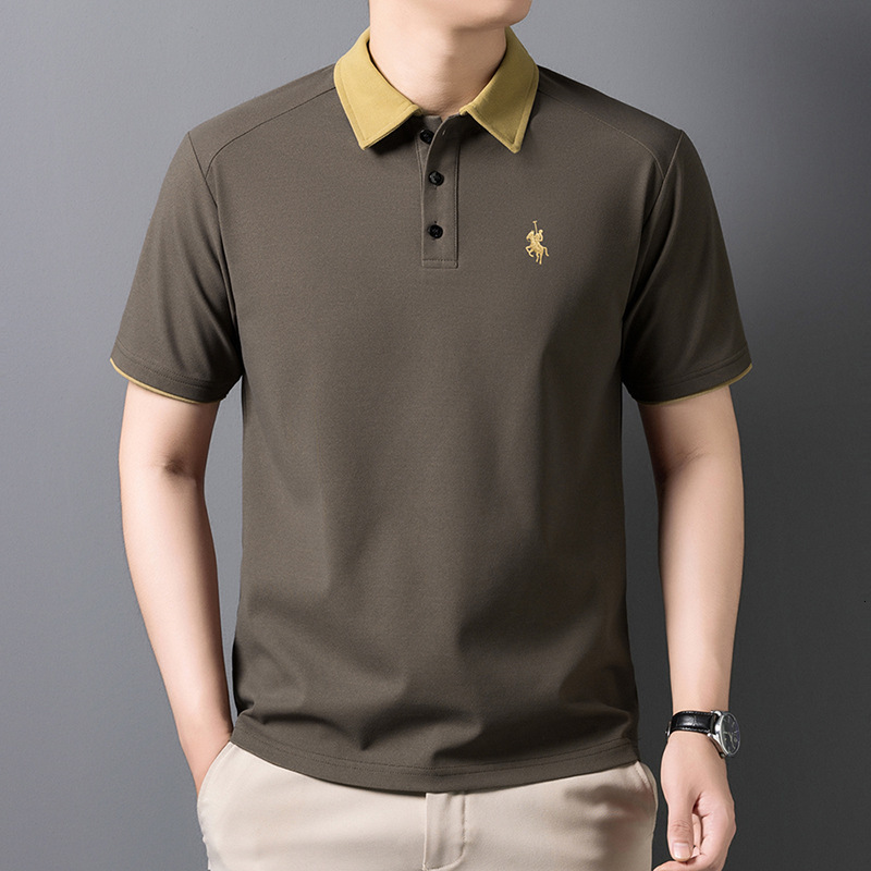 Luxury Brand Designer Clothes Summer Men's Fashionable Color-Block Collar Short-Sleeve Polo Shirt, New Stylish Loose Breathable Casual T-Shirt