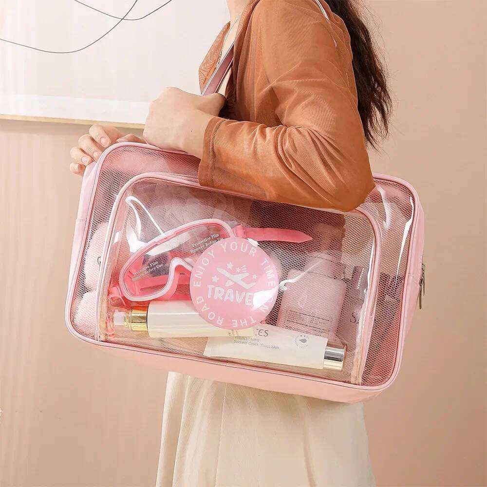 Women's PVC Swim Bag with Wet/Dry Separation - Clear Waterproof Beach Tote for Travel, Swimming & Vacation XJ260310