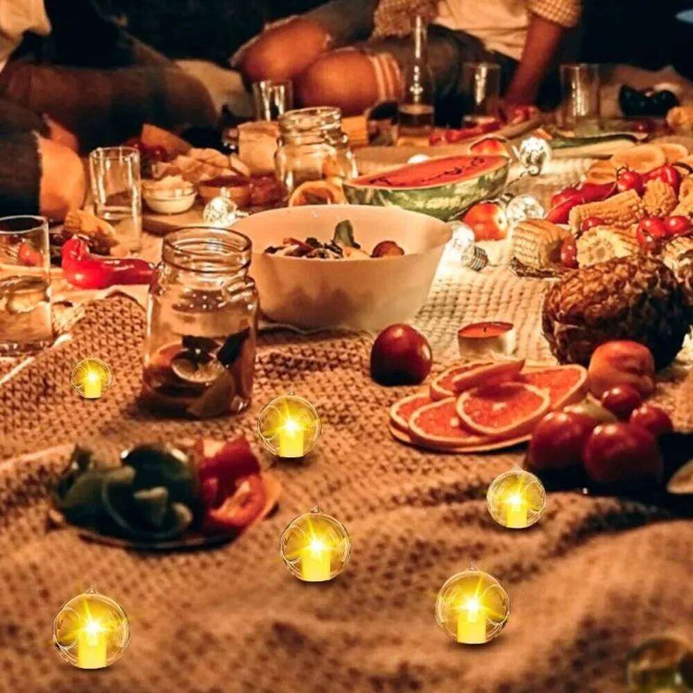 6/12Pcs Glass Candlestick LED Tealight Candle Holder Hanging Plant Crystal Ball for Wedding Home Party Tree Decoration H260310