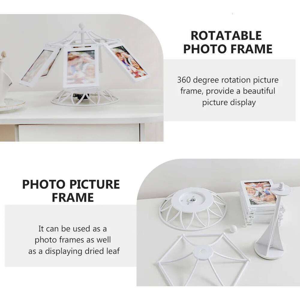 360 Degree Rotating Photo Frame with Musical Box Tabletop Picture Display for Home Decor Desk Shelf Bedroom Living Room H260310 - view 6