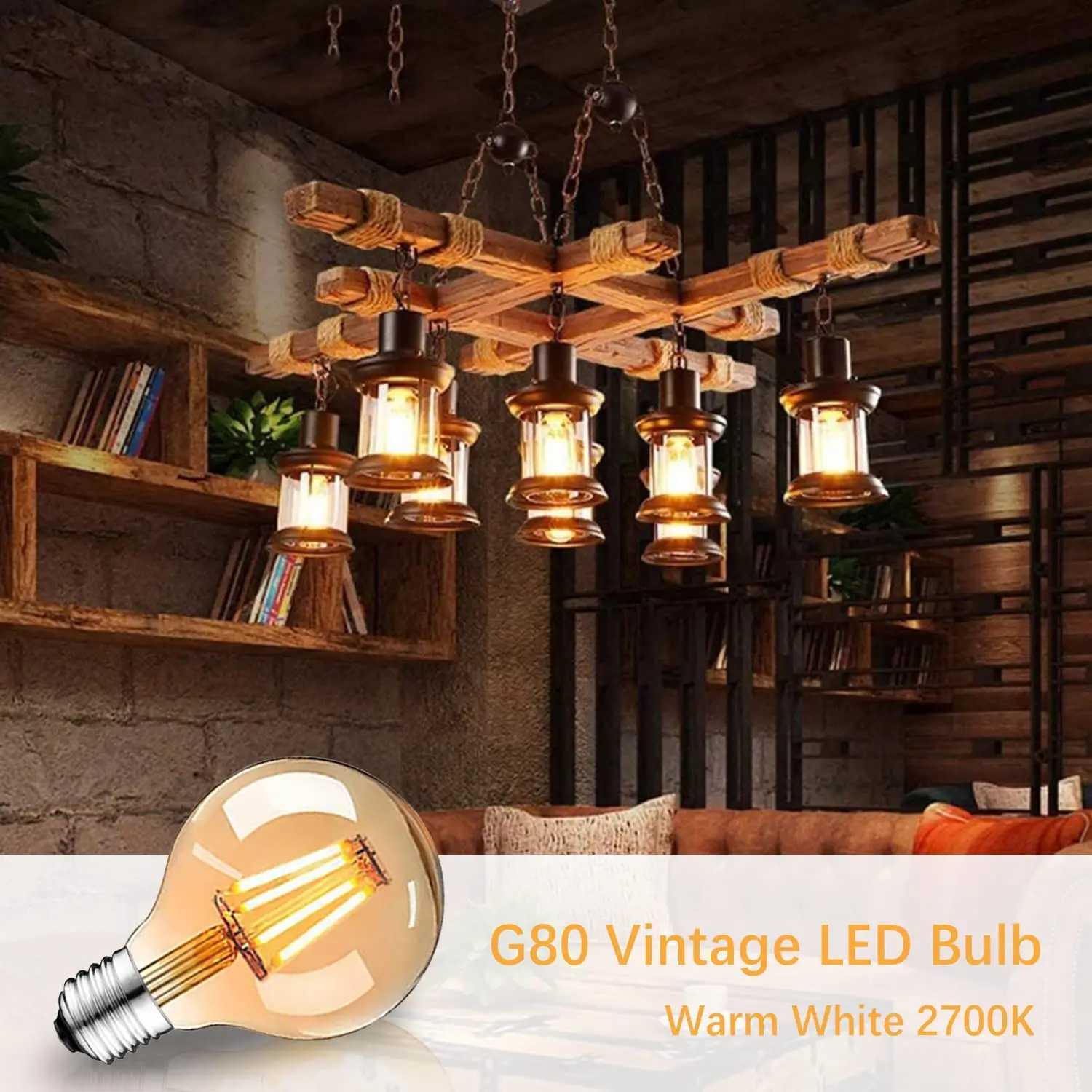 E27 Retro Edison LED Filament Bulb Lamp G80 Dimmable 220V Light Bulb 4W 8W Amber Glass Bulb Vintage Candle Light Home Decor H260310