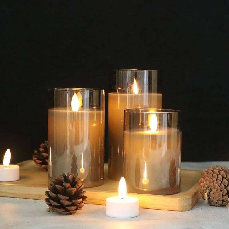 Glass Led LED Candles With Remote Control Flickering Flame Electronic Candlelight Wedding Christmas Decoration Lamp Candlestick H260310