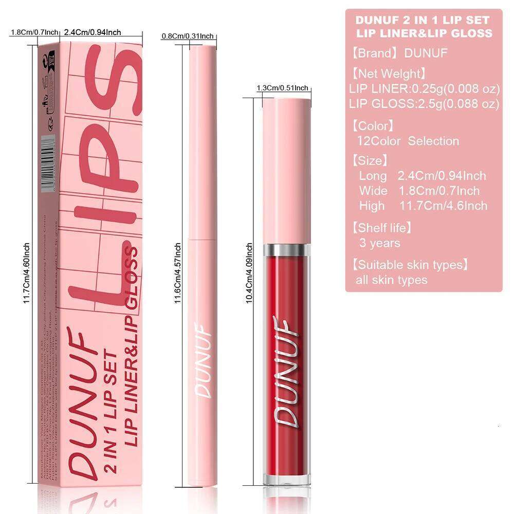 Matte Velvet Lipstick Set: Gloss Liner Waterproof Long-Lasting Non-Stick Cup Nude Red Lip Plumper High Pigment Y2K Gift Z260310