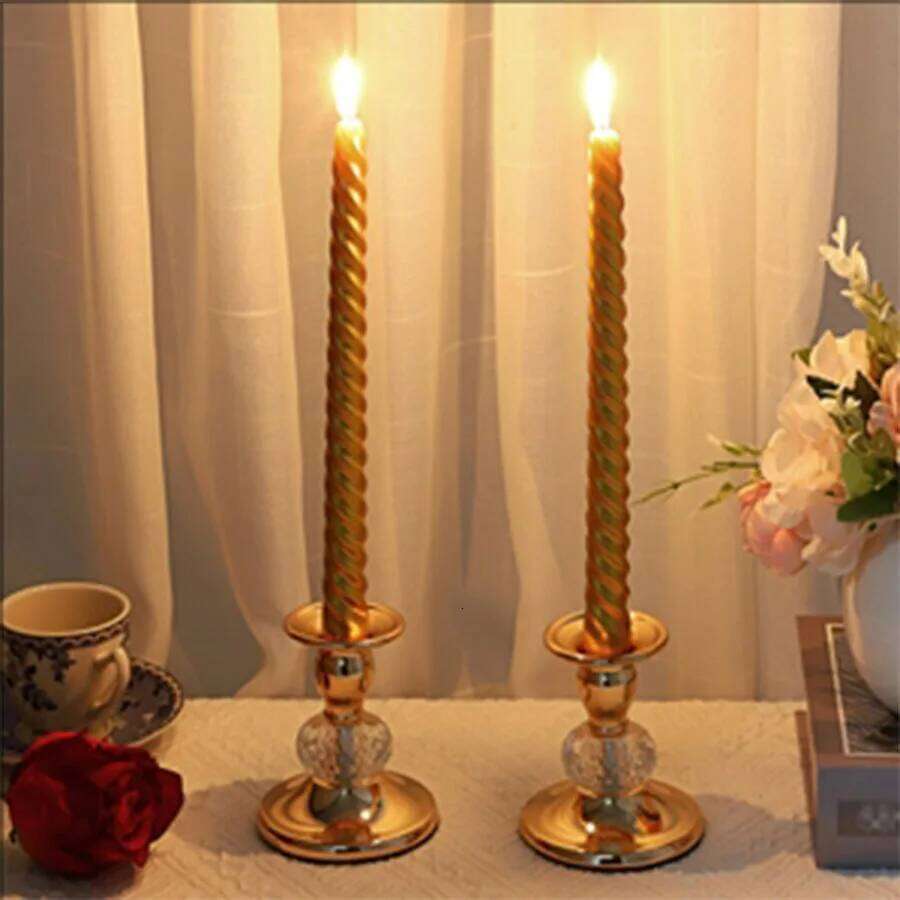 Gold Holders Vintage Brass Taper Holders, Metal Crystal Candle Stands Elegant Candlestick H260310