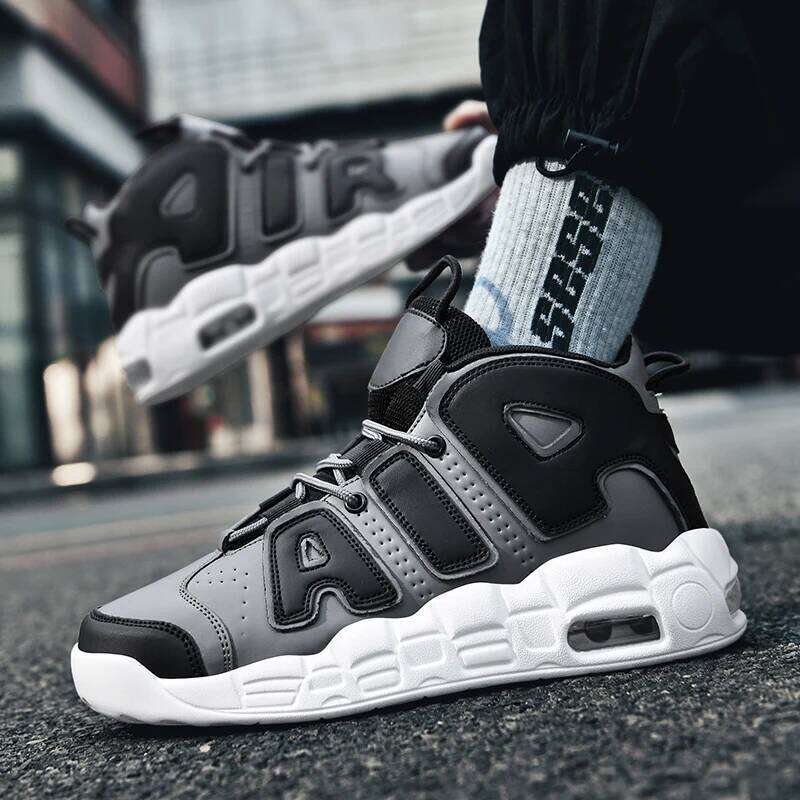 New Large-sized High-top Men's Lightweight and Anti-slip Air Cushioned Sports Running Shoes, Casual Basketball Shoes 26W0310