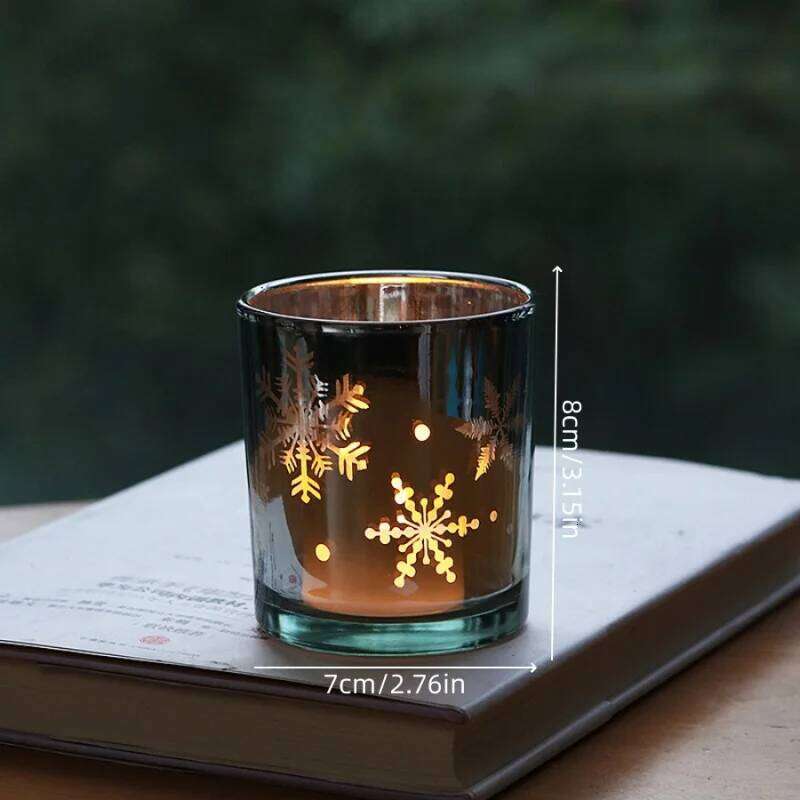 1pc Mini Tree Elk Cup Snowflake Glass Candle Holder Christmas Gift Store Home Dining Table Decoration Ornament H260310