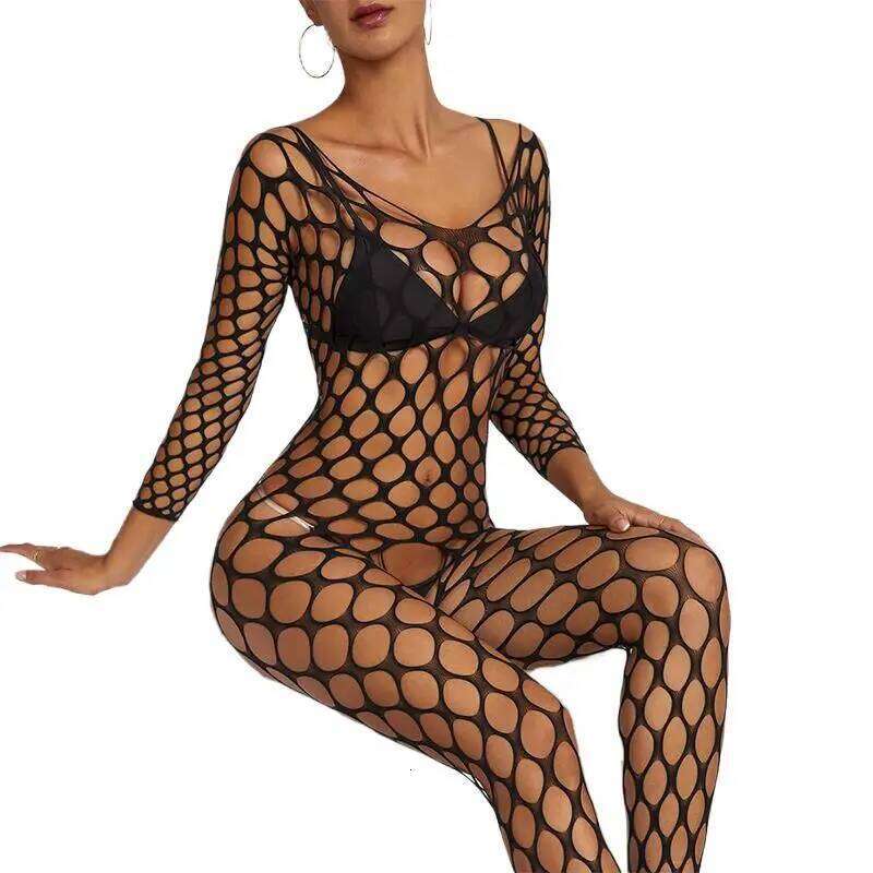 Crotchless Bodystocking For Sex Transparent Sexy Lingerie Sexiest Bodysuit Erotic Costumes Black Full Body Stockings 26L0310