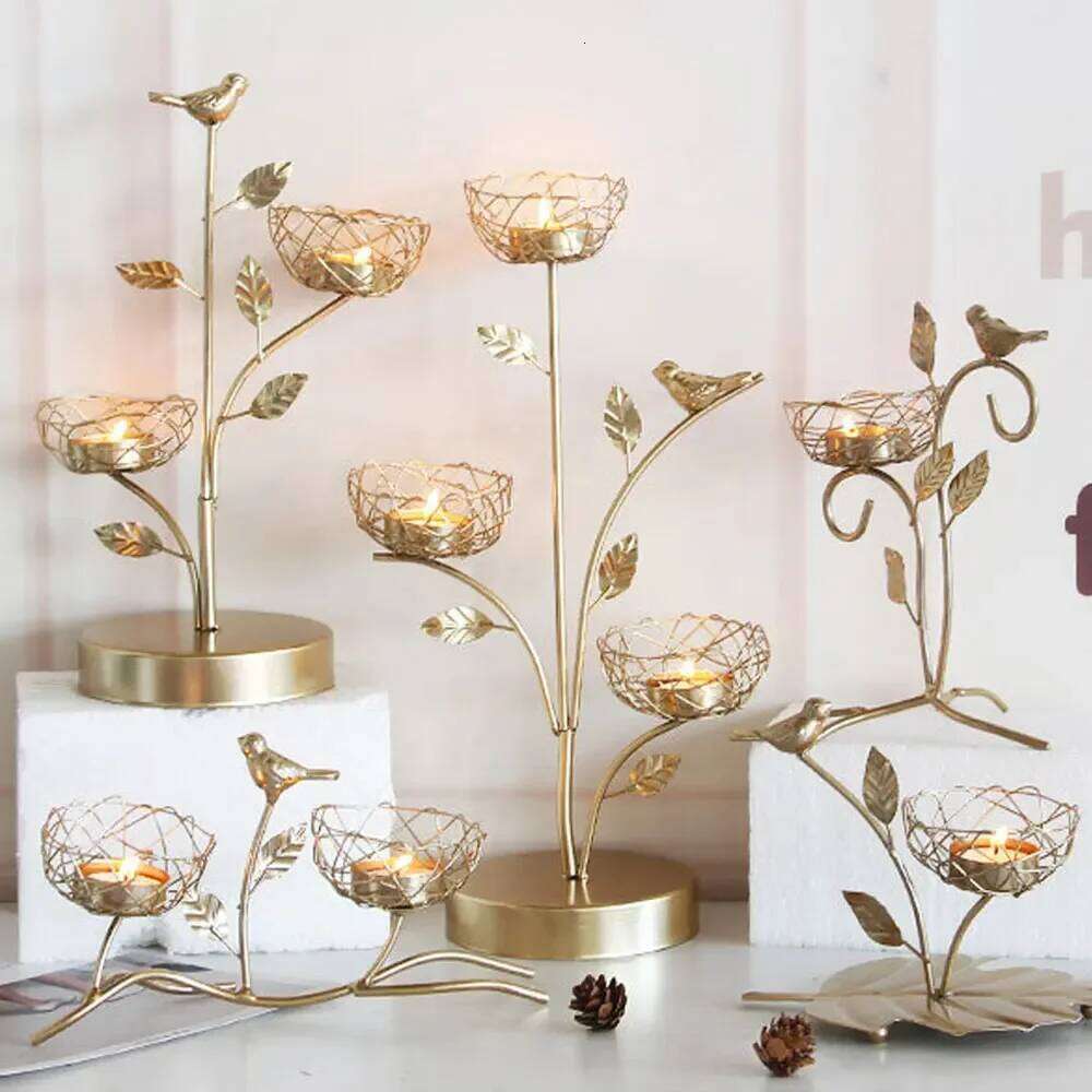 Wrought Iron Golden Bird Home Decor Candle Holders Wedding Decoration Accessories Candlesticks For Candelabro Centerpiece H260310