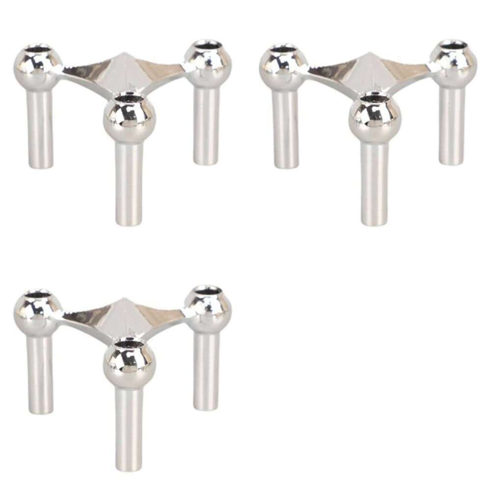 CHRISTMAS 3X Metal Candlesticks Nordic Molecular Structure Centerpiec Living Room Home Decorative Candlestick Silv H260310