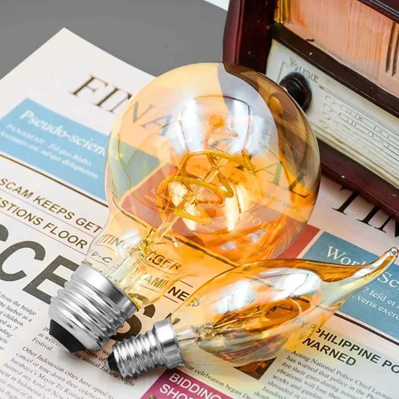 1-10pcs E27 E14 Retro Edison LED Filament Bulb AC 220V Spiral Light C35 G45 A60 ST64 G80 G95 G125 Glass Bulb Retro Candle Lamp H260310