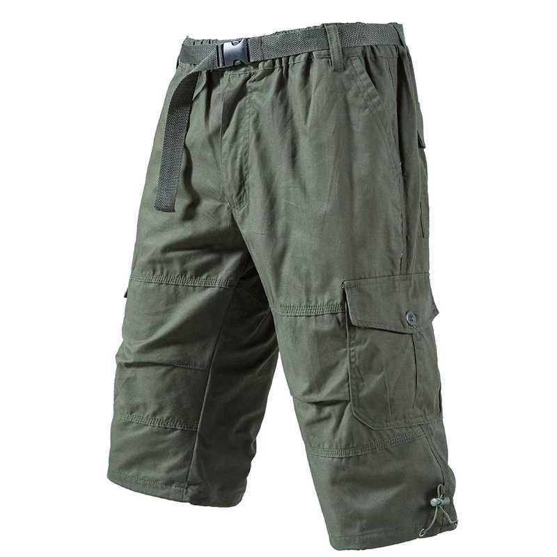 Mens Crop Pants Casual Cargo Shorts Zipper Pockets Light Weight Summer Cool Breathable Short Pants 3/4 Sweatpants N260310
