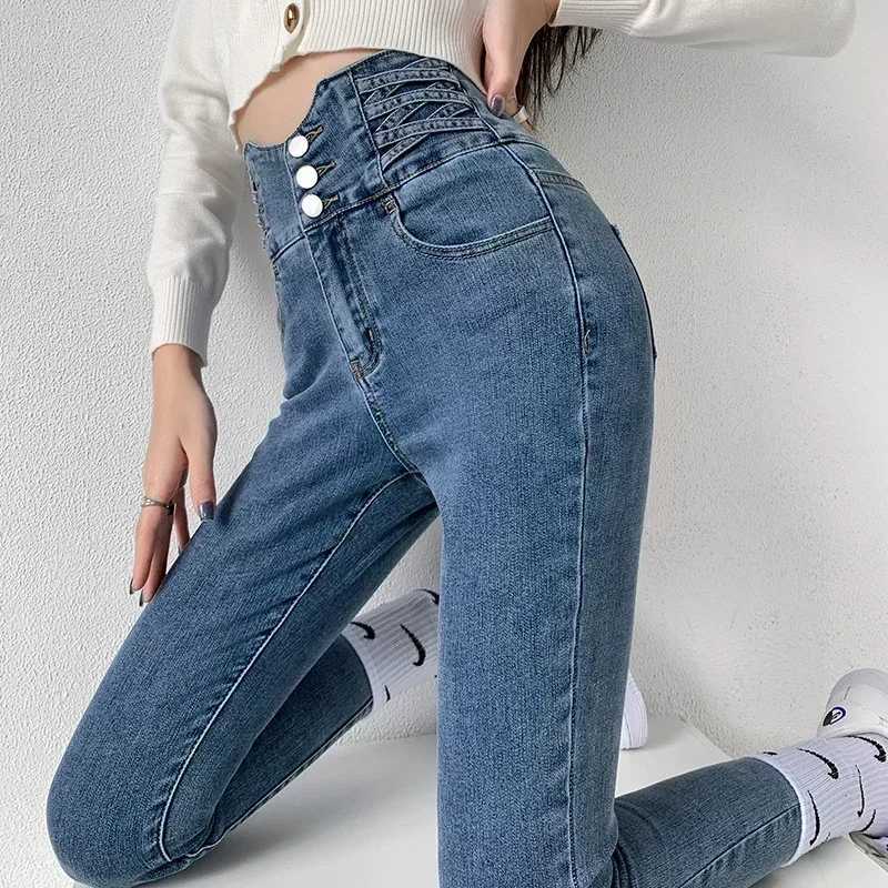 Skinny Pencil Y2K Jeans Four Buttons Vintage High Waist Women Slim Stretch Denim Pants Tight Trousers 2025 Womens Denim Pants M260310