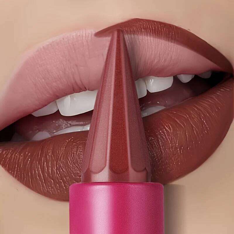 Pudaier Matte Velvet Liner & Lipstick Dual-Ended, Waterproof Long-Lasting Brown Pink Shades, Precision Lip Contour Pencil Z260310