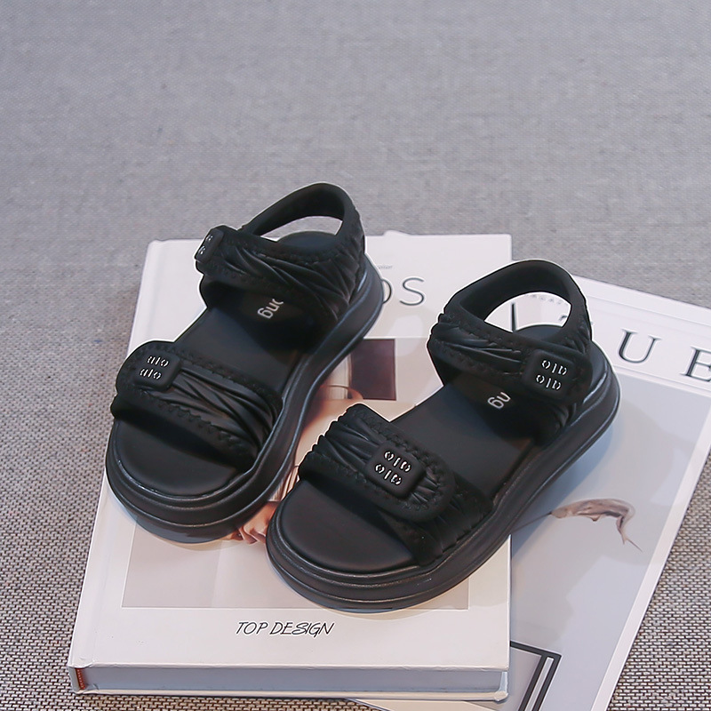 Free shipping Kids Sandals Girls Soft Sole Non-slip Beach Shoes Casual Flat Sandals Kids Party Shoes Pink Girls Sandals Central University Girls'