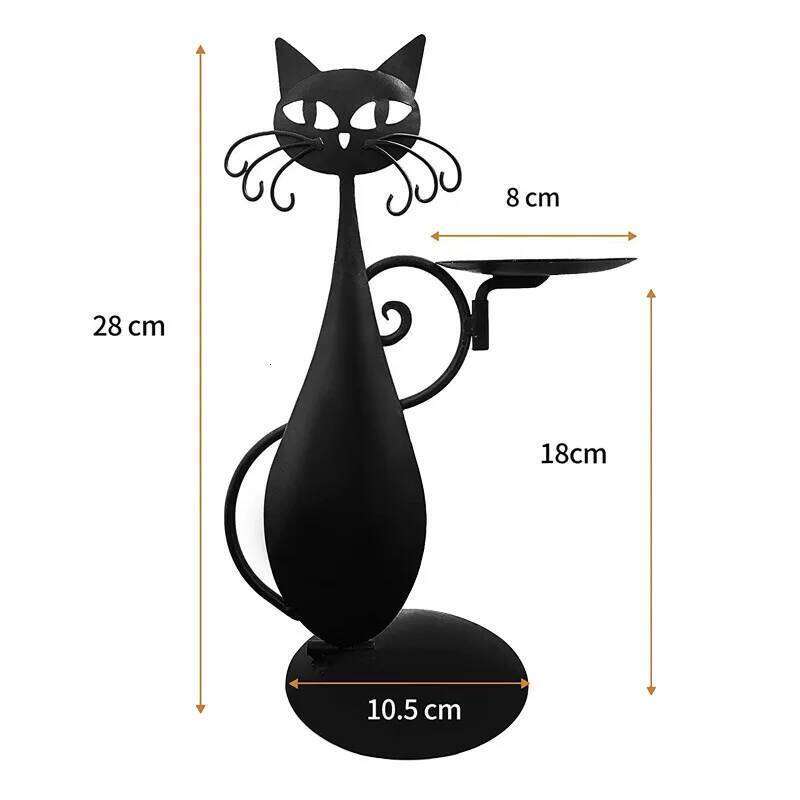 Candlestick Retro Rural Farmhouse Metal Cat Candle Holders Home Decoration H260310