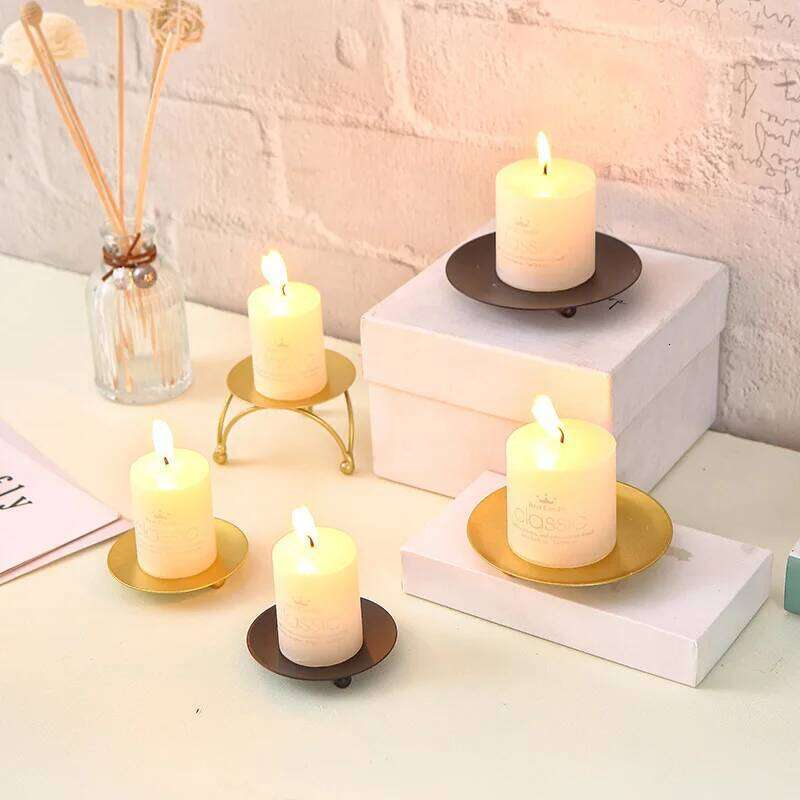 1pcs Black Iron Plate Holder tray holder Wedding Party Holiday Banquet Decorative Candle Accessories home decor LZT004 H260310