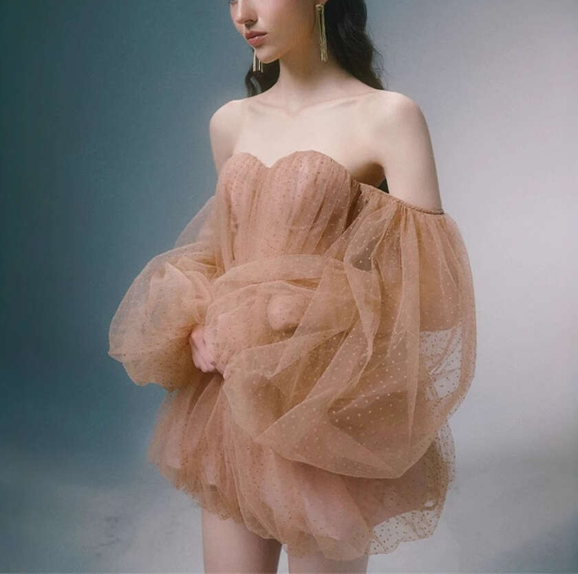 2025 spring and summer niche sexy strapless fairy style mesh multifunctional anti-aging short skirt long women's top