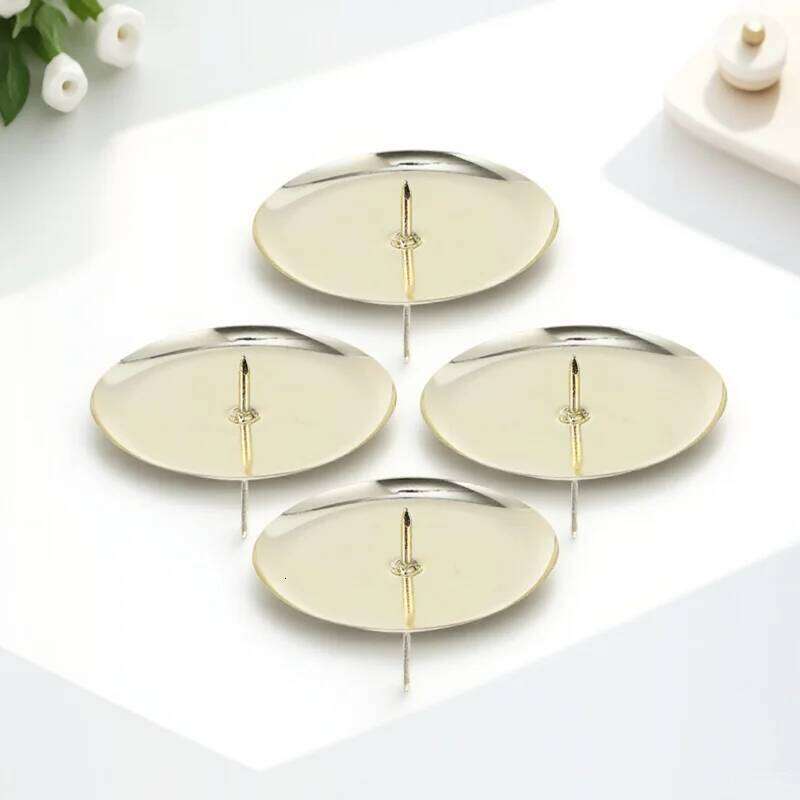 4pcs Glossy Metal Holder Round Pillar Stand for Wedding Home Decor Tea Light Fixing Plate Modern Table Ornament H260310