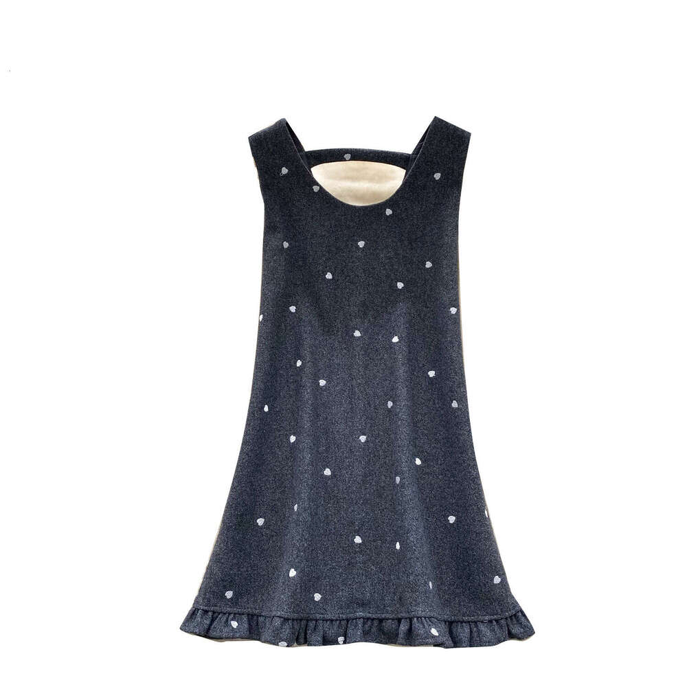 Korean style youthful and gentle round neck sleeveless heart-shaped printed wool dress suitable for autumn and winter outerwear