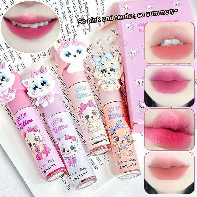 Smooth Easy To Wear Velvet Peach Pink Mud Nude Lasting Liquid Lipstick Waterproof Mousse Cappuvini Lip Gloss Makeup Cosmetic Z260310