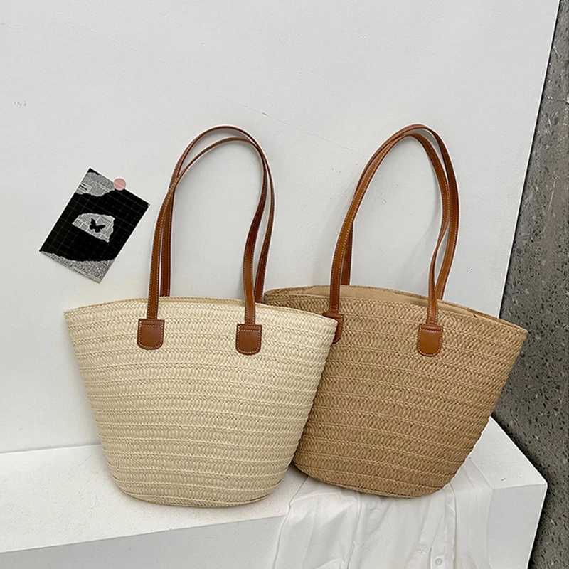 Women Braided Basket Clutches Top-handle Bag Large Straw Portable Shoulder Bag Summer Beach Purses Shopper Satchel Female H260310