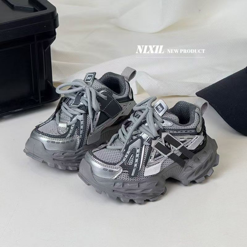 free shipping designer shoes for kids running shoes blue black sliver Fashionable and versatile outdoor sneakers sport shoes