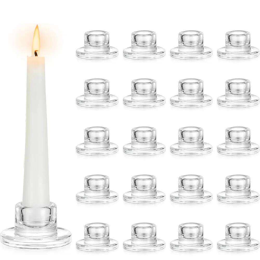 Candlestick Holders Clear Short Tapered Candle Holder for Table Centerpiece Wedding Party Advent Christmas Home Decorations H260310
